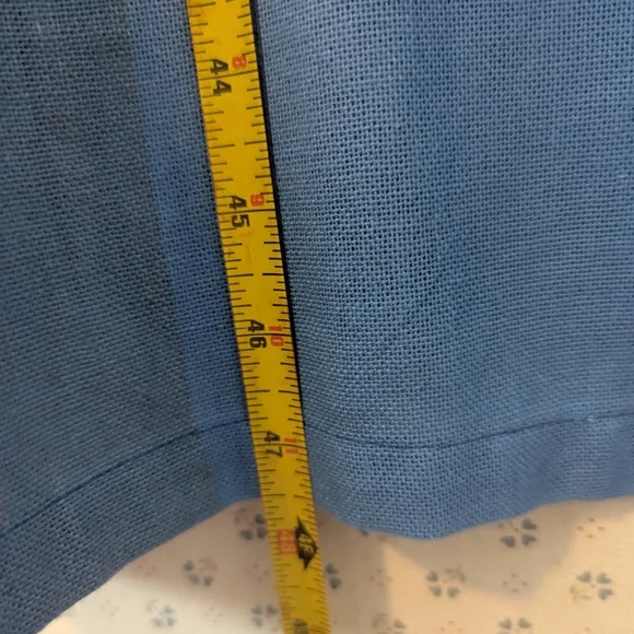 💙 Linen Blue 2X Women's Dress Kaftan Embroidery Side Slit Handmade By H - Picture 6 of 10